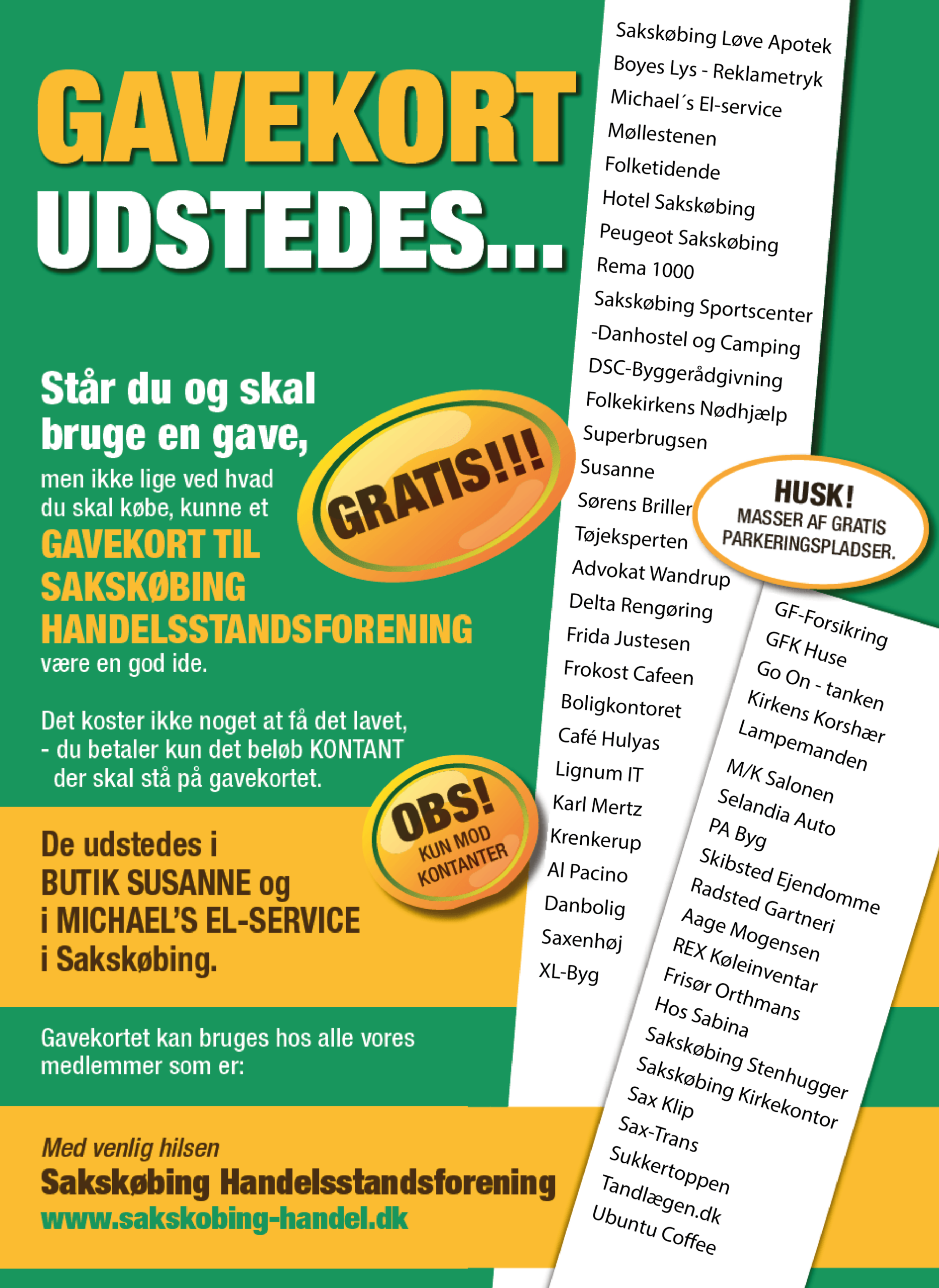 Medlemsliste til hjemmeside Sakskøbing Handel gavekort